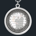 Black Lace Silver Round Photo Necklace<br><div class="desc">Personalize this pretty necklace to have as wedding favors at your wedding reception or to have one yourself as a remembrance of your special day. This necklace is also the perfect gift for the bride at her bridal shower. Personalize by adding your photo.</div>