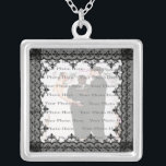 Black Lace Silver Square Photo Necklace<br><div class="desc">Personalize this pretty necklace to have as wedding favors at your wedding reception or to have one yourself as a remembrance of your special day. This necklace is also the perfect gift for the bride at her bridal shower. Personalize by adding your photo.</div>