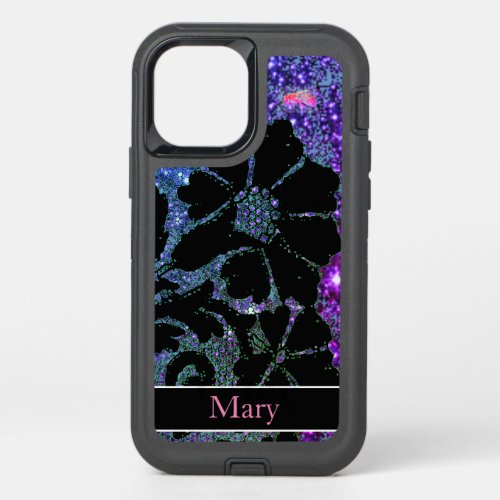 BLACK LACE STARS AND BEE CUSTOM NAME OTTERBOX CASE