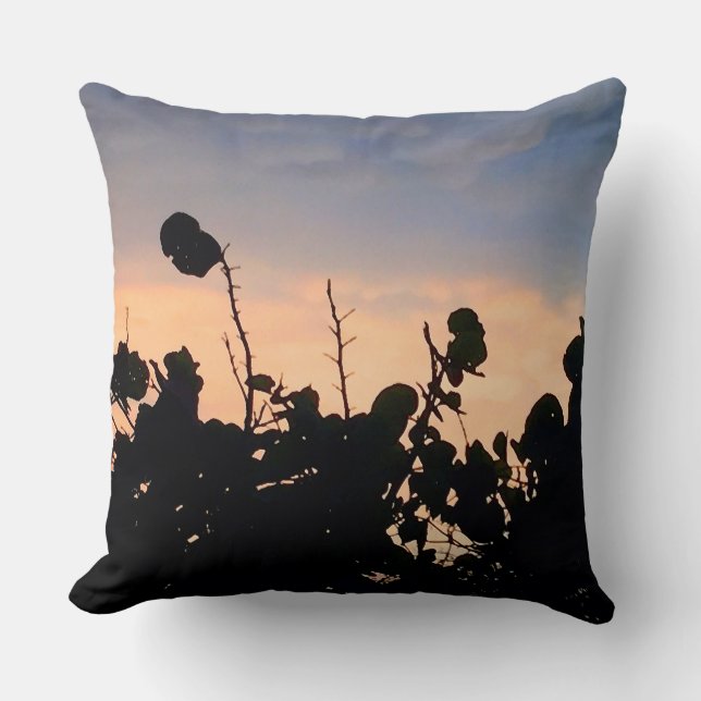 Black Lace Sunset Throw Pillow (Front)