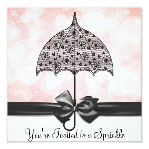 Black Lace Umbrella Pink Baby Sprinkle Baby Shower Card | Zazzle