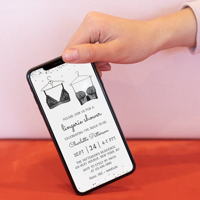 Black Lace Watercolor Lingerie Bridal Shower Invitation (Creator Uploaded)