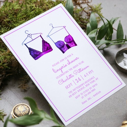Black Lace Watercolor Lingerie Bridal Shower Invitation