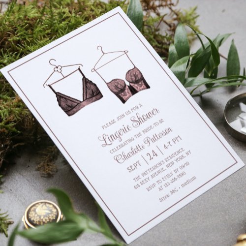 Black Lace Watercolor Lingerie Bridal Shower Invitation