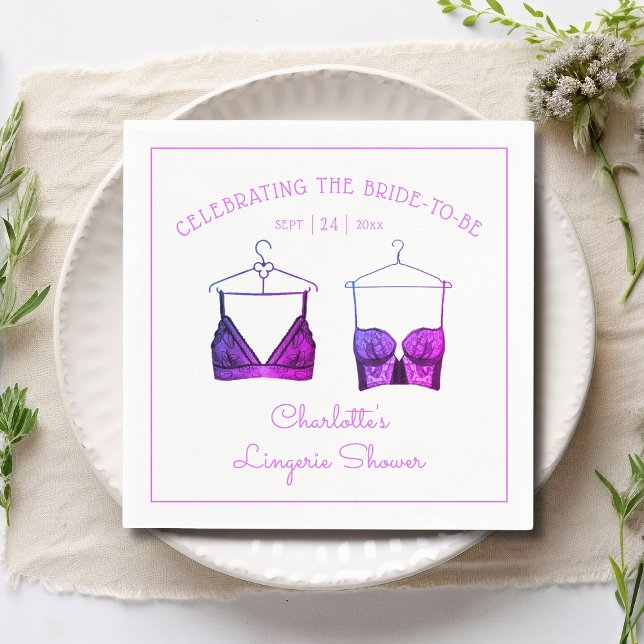 Black Lace Watercolor Lingerie Bridal Shower Napkins (Creator Uploaded)