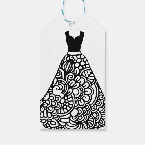 Black Lace Wedding Dress Gift Tags