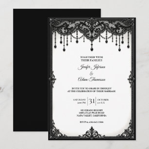 Black Lace Wedding Invitation