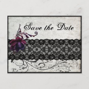 Black Lace Wedding Save The Date by RainbowCards at Zazzle