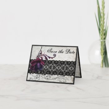 Black Lace Wedding Save The Date Invitation by RainbowCards at Zazzle