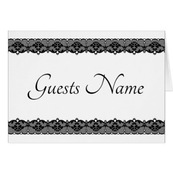 Black Lace Wedding Seating Blank Guests Name Card by TraditionalWeddings at Zazzle