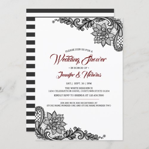 Black Lace Wedding Shower Invitation