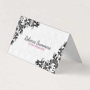 Black Lace White Damasks Business Card