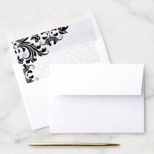Black Lace White Damasks Envelope Liner