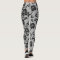 Black Lace with Roses on White Leggings