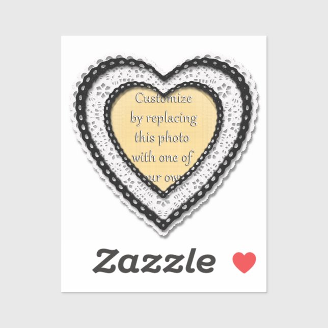 Black Laced Heart Frame Valentine's Day Sticker (Sheet)