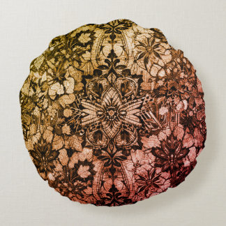 Black Lacework Artistry Round Pillow