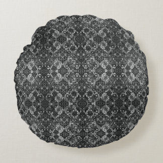 Black Lacework Artistry Round Pillow