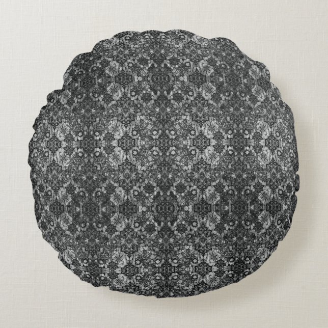 Black Lacework Artistry Round Round Pillow (Front)