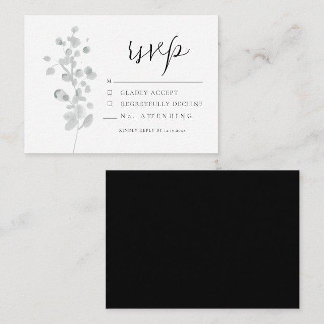 Black Lacquer RSVP  Note Card (Front/Back)