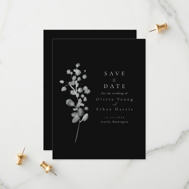 Black Lacquer Save The Date (Front/Back In Situ)