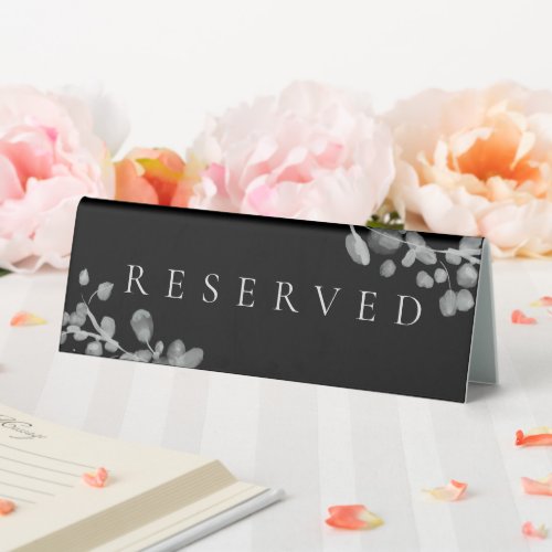 Black Lacquer Wedding Reserved Table Tent Sign