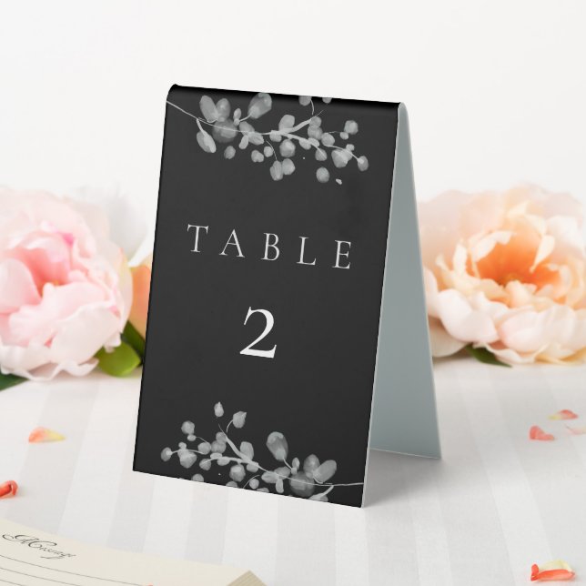 Black Lacquer Wedding Table Number Tent (In SItu (Wedding))