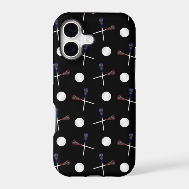 Black lacrosse pattern iphone case (Back)