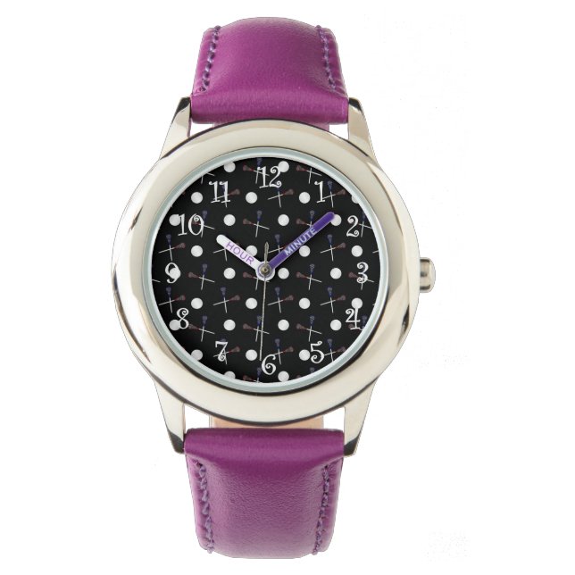 Black lacrosse pattern watch (Front)