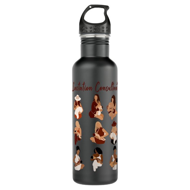 Black Lactation Consultant Breastfeeding African B Stainless Steel Water Bottle (Front)