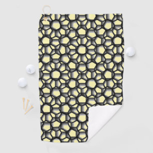 Black Lacy Geometric Art on Yellow Golf Towel