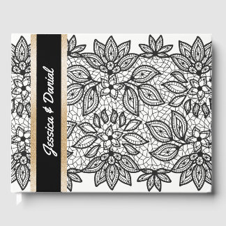 Black Lacy Wedding Guest Book
