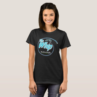 Black Ladies Whip Tee with Blue and White Logo