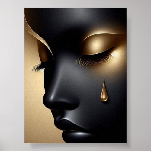 Black Lady Gold Glitter Art design  Poster