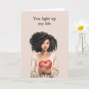 Black Lady Heart Light Bulb Light Up My Life Card