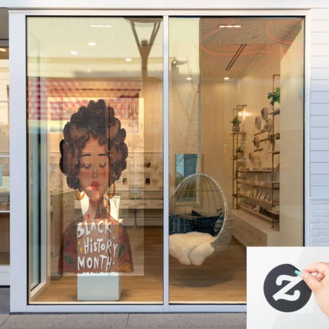 Black Lady & Typography Black History  Window Cling (Store Window)