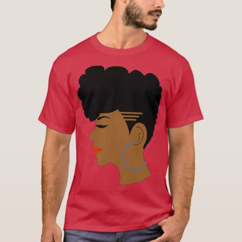 Black Lady With Tapered Afro Cut and Shaved Sides T_Shirt