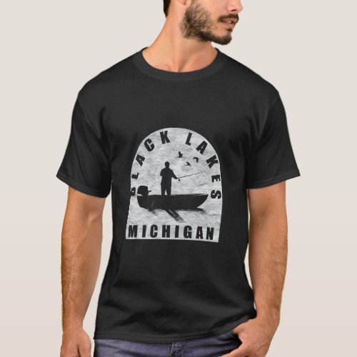Black Lakes Fishing Michigan  T_Shirt