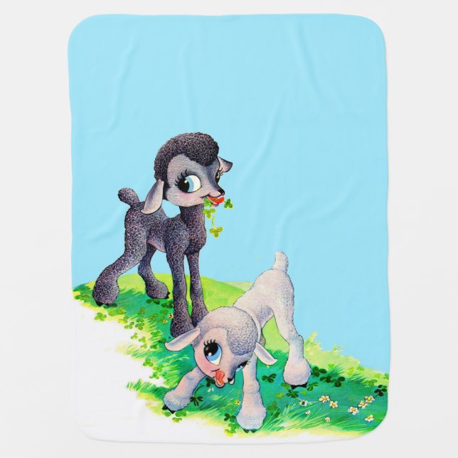 black lamb white lamb baby blanket (Front)
