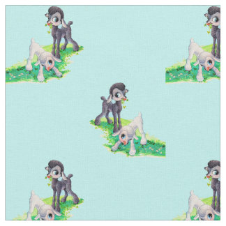 black lamb white lamb print fabric