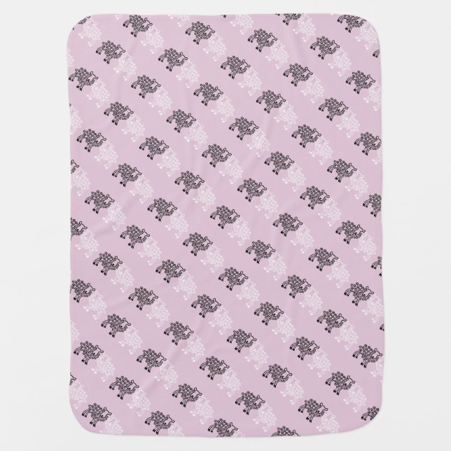 Black lamb white lamb swaddle blanket (Front)