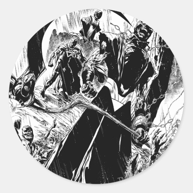Black Lantern Corps Panel - Black and White Classic Round Sticker (Front)