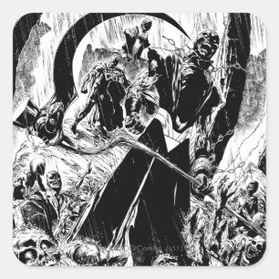 Black Lantern Corps Panel - Black and White Square Sticker