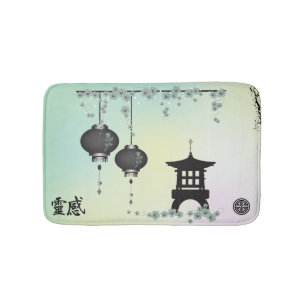 Black lanterns pagoda "Inspiration" Bathroom Mat