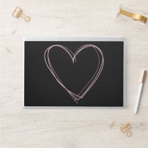 Black Laptop SKin with Pink Drawn Heart