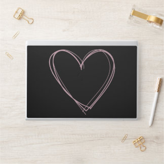 Black Laptop SKin with Pink Drawn Heart