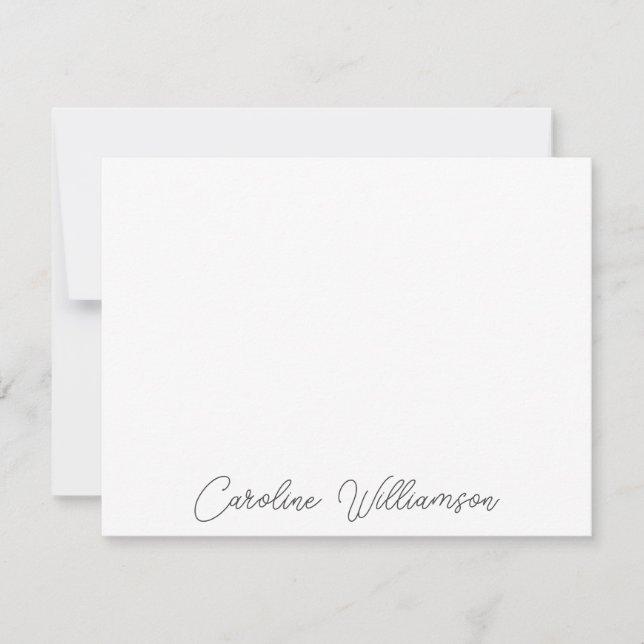 Black Large Handwriting Personalized Stationery Note Card (Front)