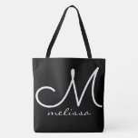 black large tote bag with name<br><div class="desc">A simple and stylish monogrammed black tote bag</div>