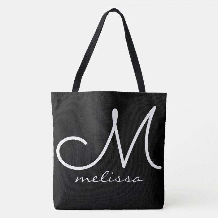 black large tote bag with name