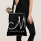 Black large tote bag with name