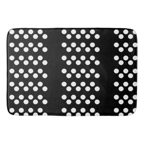 Black Large white Polka Dot Pattern Bath Mat